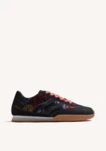 ZAPATILLAS AZUL PIEL Y SATÉN FLORES - Imagen 2