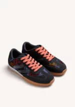 ZAPATILLAS AZUL PIEL Y SATÉN FLORES - Imagen 3